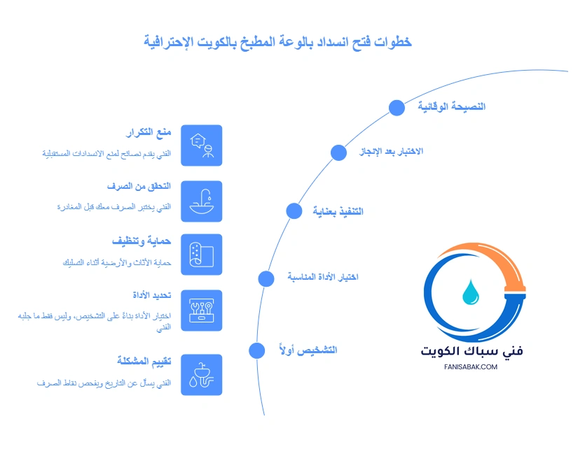 خطوات فتح انسداد بالوعة المطبخ بالكويت الإحترافية