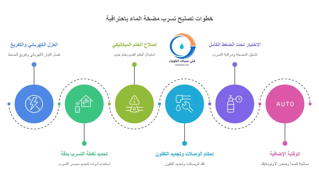 خطوات تصليح تسرب مضخة الماء باحترافية
