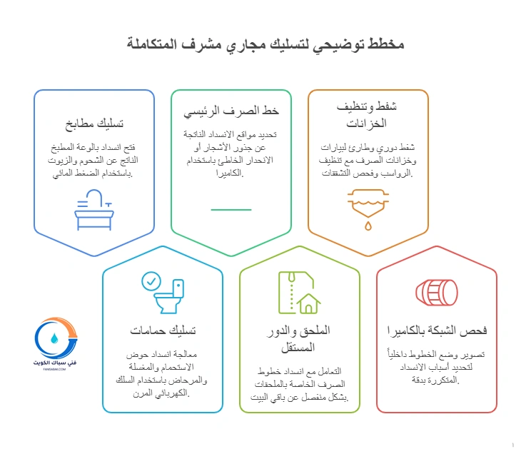 مخطط توضيحي لتسليك مجاري مشرف المتكاملة