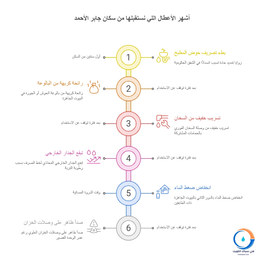 أشهر الأعطال اللي نستقبلها من سكان جابر الاحمد 